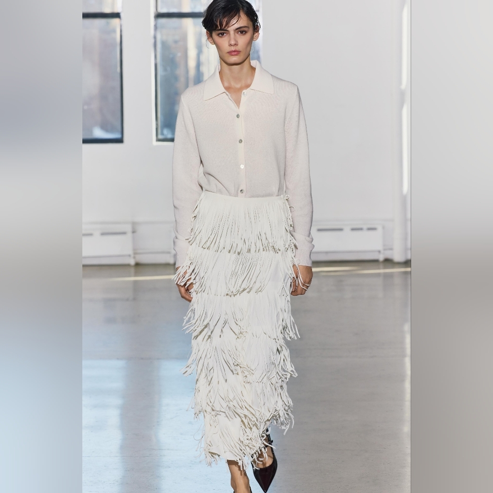 Zara FRINGED PENCIL SKIRT ZW COLLECTION Sz XS-S